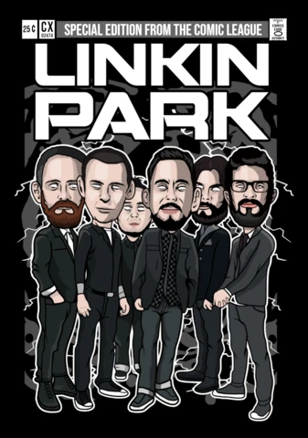 Modèle de conception de couverture de magazine de personnage de dessin animé Linkin Park