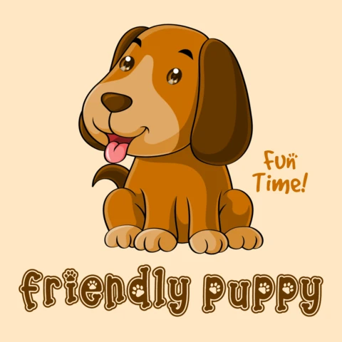 Friendly Puppy Design For Cute Kids Entertainment Template