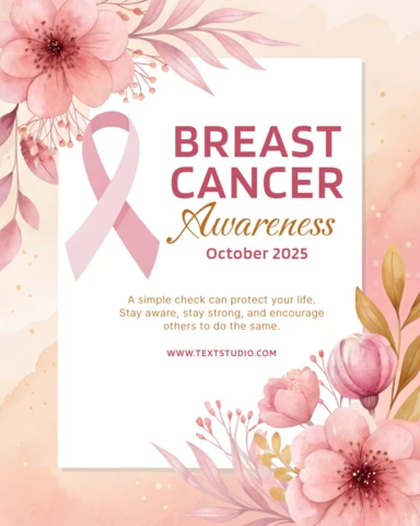 Template de design floral para conscientização sobre o câncer de mama para cartazes e campanhas