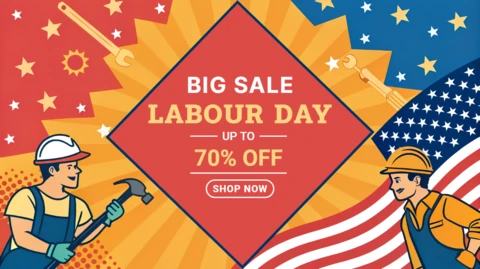 Labour Day Sale Design Template - Bold Graphic Style with 70% Off Promotion