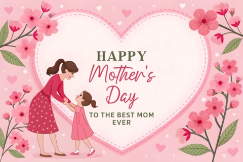 Floral Heart Design Template for Happy Mother's Day Celebration