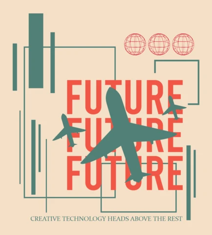 Futuristisch luchtvaartontwerp sjabloon voor promotiefolders