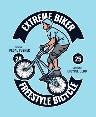 Plantilla de diseño de camiseta bmx biker freestyle extremo