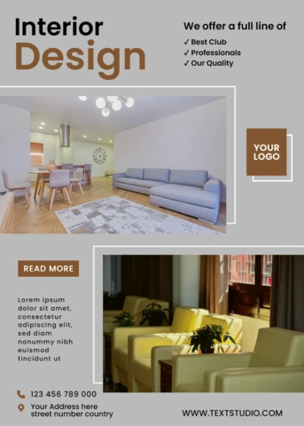 Plantilla de diseño interior moderno para volantes promocionales