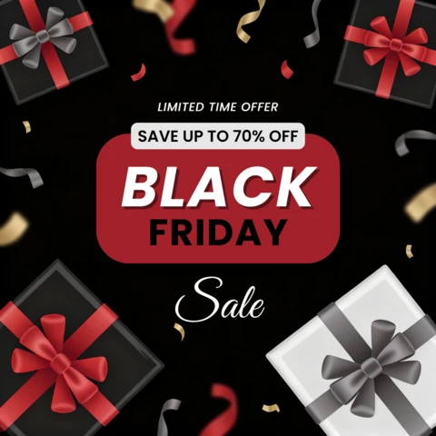 Black Friday Sale Design Template with Gift Boxes and Festive Style for Promotional Flyers