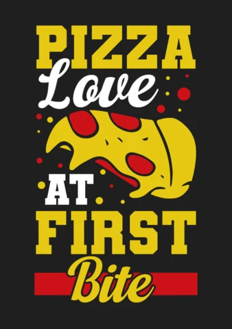 Pizza Love At First Bite T-Shirt Design Template
