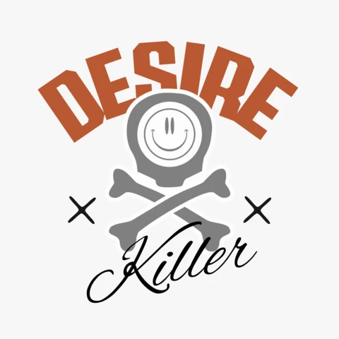 Desire Killer Bold Skull Graphic with Cursive Streetwear Attitude T-Shirt Design Template