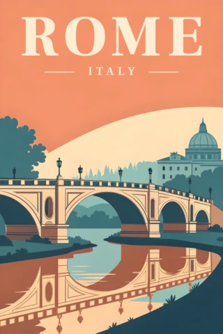 Vintage Rome brug ontwerp sjabloon voor reisposters