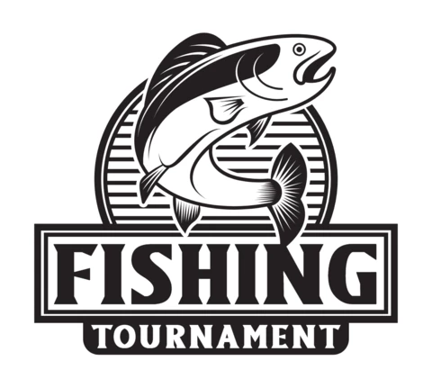 Modello di progettazione logo pesca nero