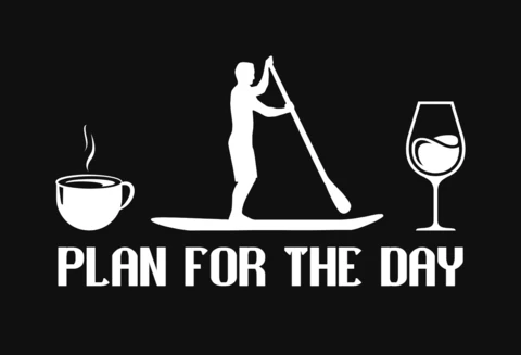 Coffee SUP Paddle And Wine T-Shirt Design Template