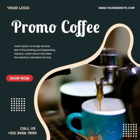 Plantilla de diseño de post en redes sociales para cafeterías