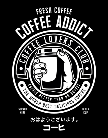 コーヒー中毒者のTシャツデザインテンプレート