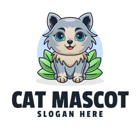 Cat Mascot Logo Design Template