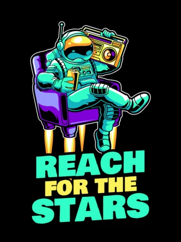 Reach For The Stars With Space Astronaut T-shirt Design Template