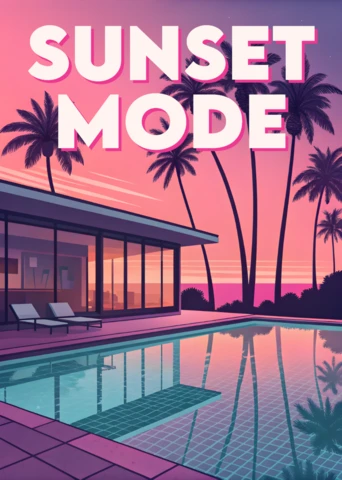 California Sunset Design Template for Tropical Poolside Poster