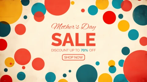 Modello di design di vendita per la festa della mamma a pois colorati - modificabile con sconti