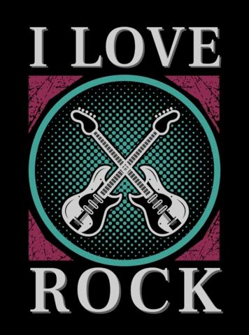 Rock Music Love Design Template with Vintage Guitar Graphics