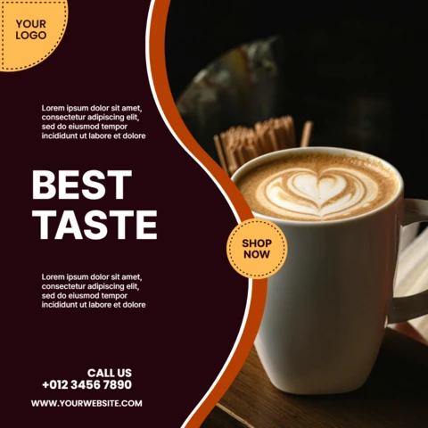 Best taste coffee plantilla de diseño de post de instagram