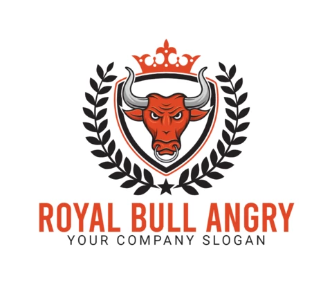 Modello di progettazione del logo arrabbiato del toro reale