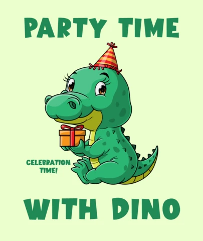 Fête avec un dinosaure mignon, modèle de design enfantin éditable