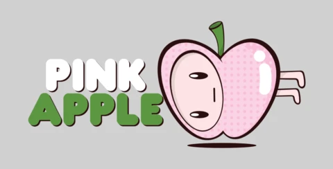 Pink Apple Character T-Shirt Design Template