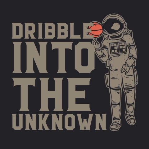 Astronaut spielt Basketball Vintage T-Shirt Design-Vorlage