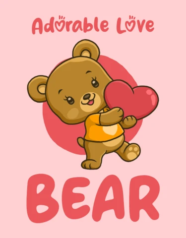 Adorable Love Bear Design Template for Kids Printable Poster