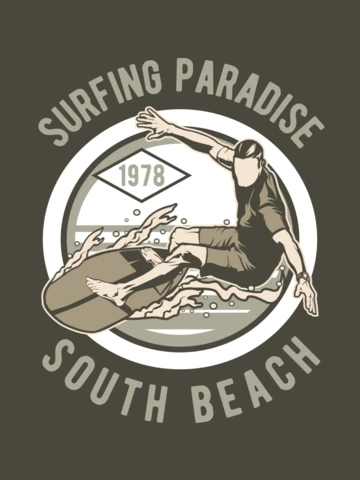Surfing Paradise T-Shirt Design Template