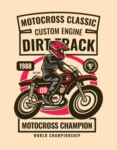 Motocross Classic Custom Engine T-shirt Design Template