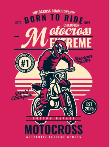 Born To Ride Motocross T-shirt Design Template
