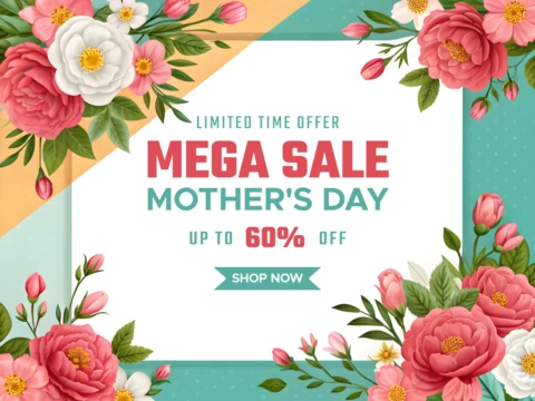 Floral Design Template for Mother's Day Mega Sale – Editable Promotional Graphic