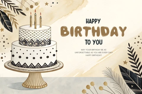 Elegant Birthday Cake Design Template with Modern Artistic Style
