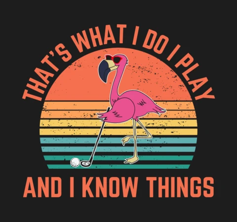 Flamingo Playing Hockey T-shirt Design Template