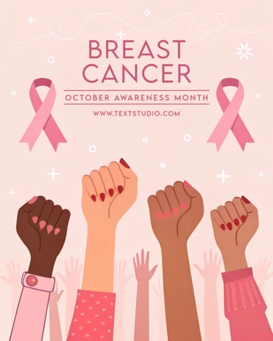 Breast Cancer Awareness Template with Feminine Hands Design for Posters