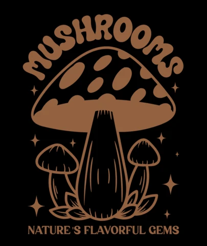 Pilze, die geschmackvollen Juwelen der Natur für jedes Gericht, T-Shirt-Designvorlage