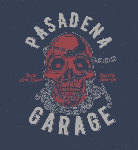 Motorcycle Biker's Skull Garage T-Shirt Design Template