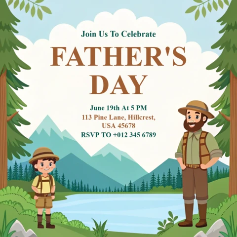 Editable Father's Day Celebration Template - Whimsical Nature Design