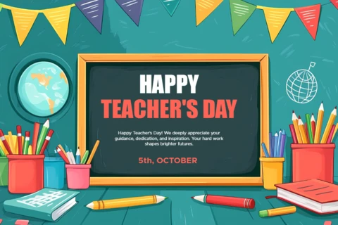 Colorful Teacher's Day Celebration Template Design for Editable Classroom Decor