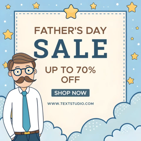 Playful Father's Day Sale Design Template with Whimsical Elements