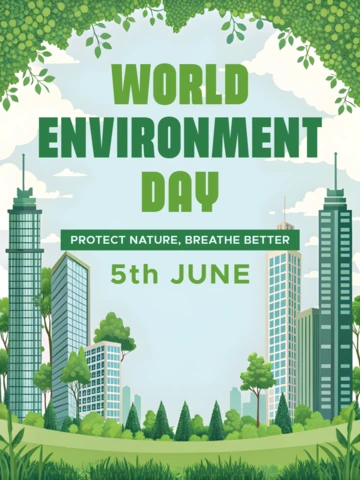 Modelo de design para o dia mundial do meio ambiente ecológico - paisagem urbana verde vibrante