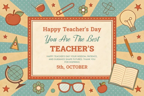 Vintage Teacher's Day Celebration Template – Editable Design for Appreciation Cards
