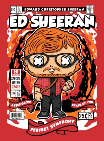 Ed Sheeran Cartoon Character Magazine Cover Design Template