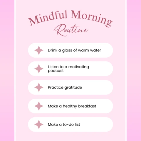 Achtsame morgenroutine checkliste instagram post design vorlage