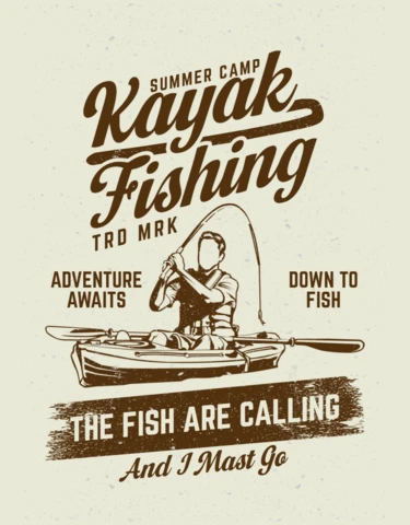 Modèle de t-shirt pour la pêche en kayak dans un camp d'été