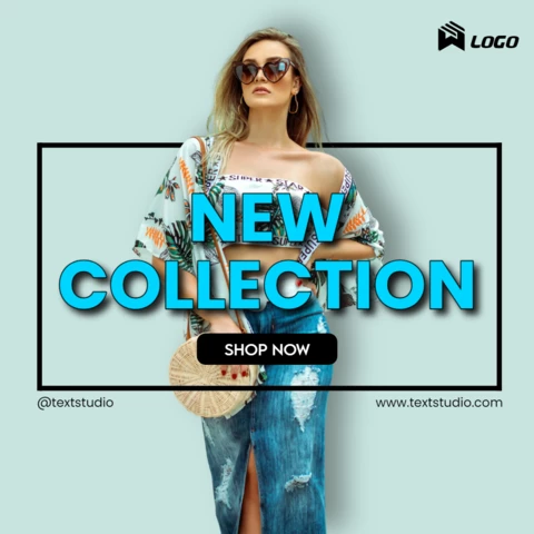Light Blue Monochrome Photo Fashion New Collection Instagram Post Design