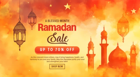 Ramadan Sale Design Template - Vibrant Watercolor Style for Festive Promotions