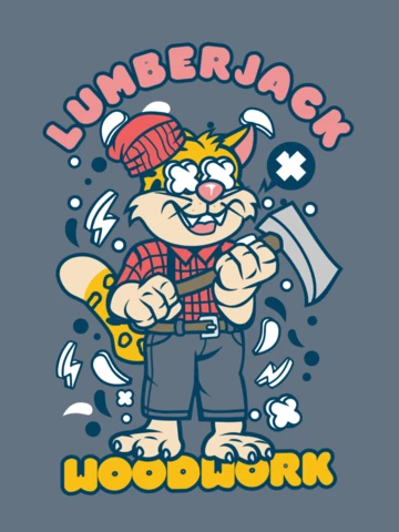 T-Shirt-Design-Vorlage für Holzfäller-Katzencharakter
