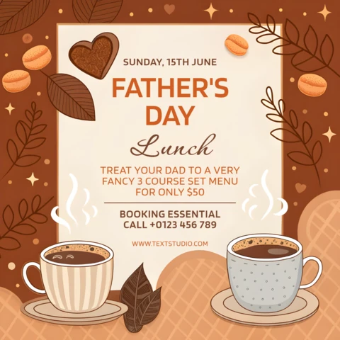 Father's Day Lunch Invitation Template - Cozy Coffee and Warm Colors Design