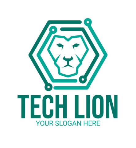 Tech Lion Head Logo Design Template