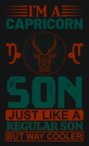 Capricorn Son Retro Typography Design Template Editable Fun Graphic for Personalized Gifts